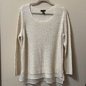 Alfani Cream Crew Neck Sweater Soft Knit Versatile